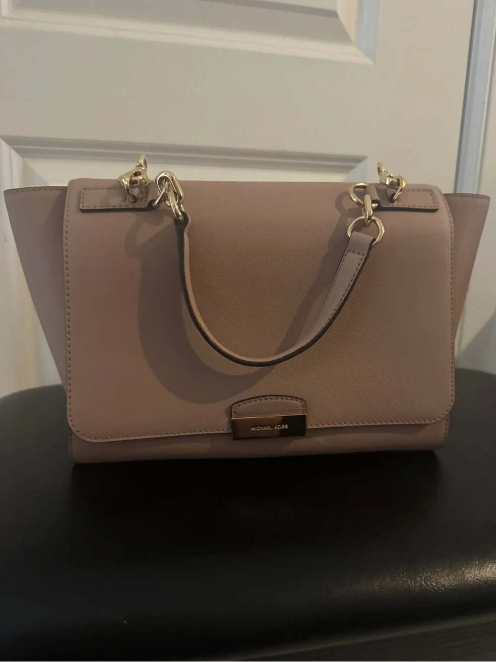 Michael Kors Blush Saffiano Leather Satchel with Gold Hardware